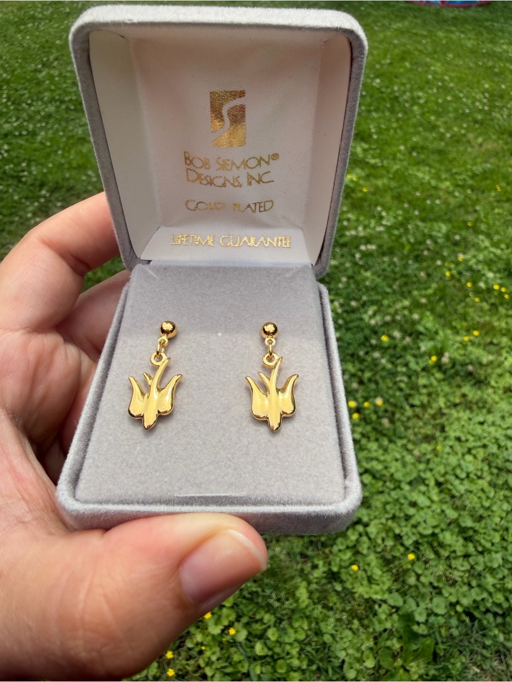 Bob Siemon Gold Plated Descending Dove  Earrings